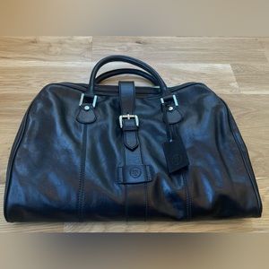 Maxwell Scott Black Leather Duffel Bag; Farini Leather Carry On